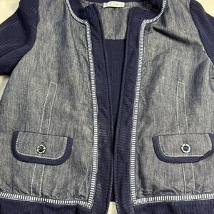 St. John Blue and Gray Denim Jacket